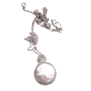 Mininalist coin pearl in a .925 sterling setting on a sterling chain; nwot